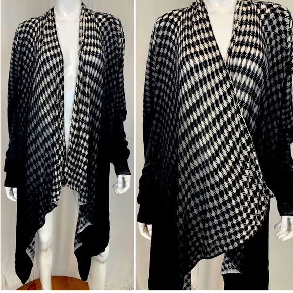 💜HOST PICK💜Lane Bryant Houndstooth Ombré Shark Bite Hem Open Drape Sweater - Picture 3 of 10